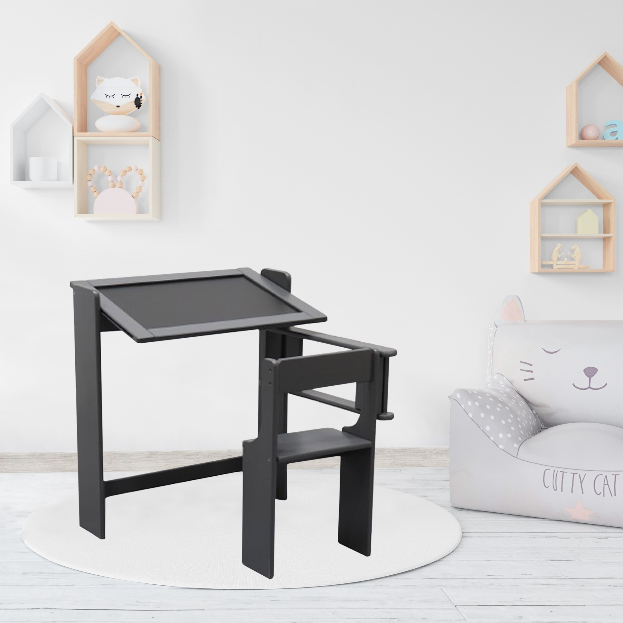 Pupitre pizarra infantil plegable color gris