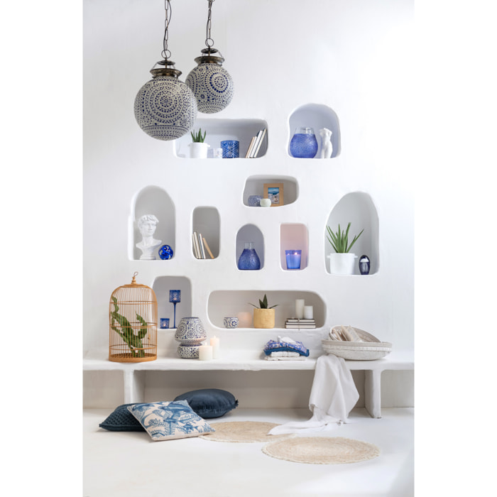 J-Line cache-pot Gustave - ciment - blanc - large -Ø 20 cm