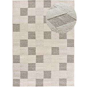 VERONA Alfombra con efecto damero conn relieve en crema, varias medidas disponibles.