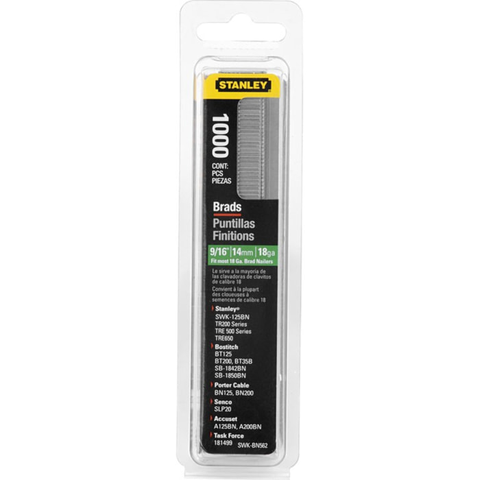 Boîte 1000 clous 18GA 8/300/E/J STANLEY - 5/8 - 15 mm - 1-SWK-BN0625T
