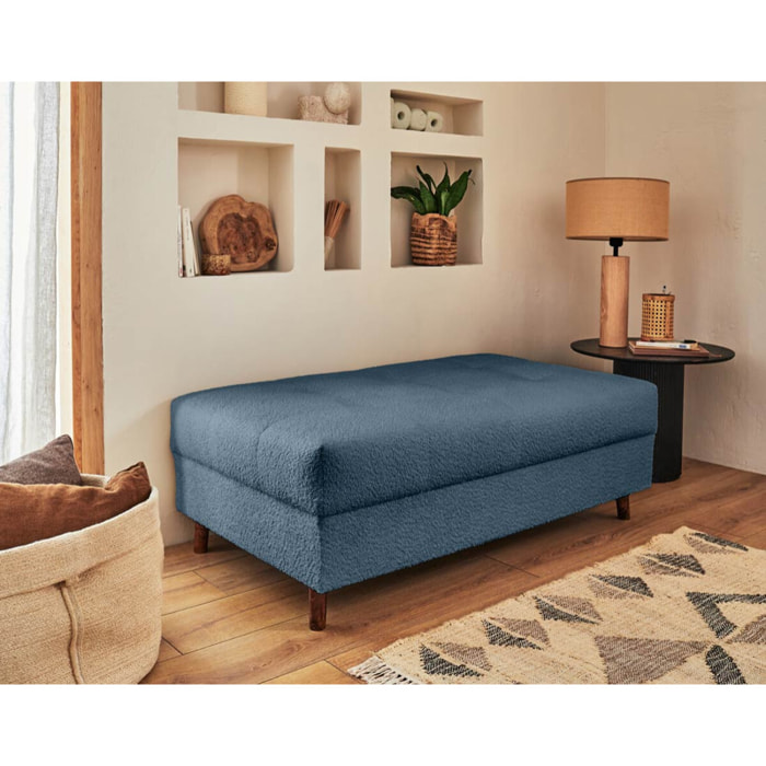 Rune - pouf modulable - en tissu bouclette - Bleu nuit