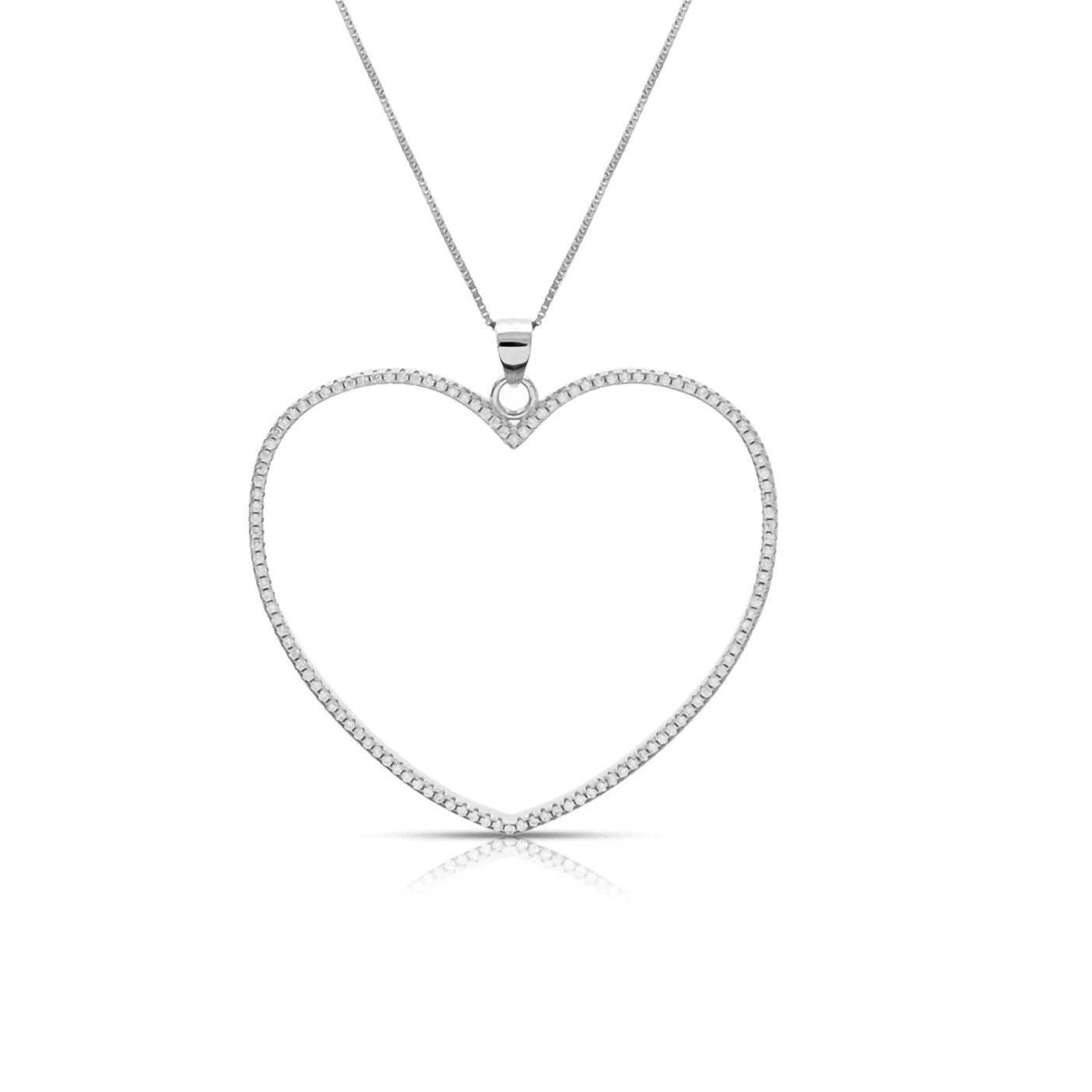 Collana Hiriwa 925 con Pendente Argento Pietre Bianche Cuore