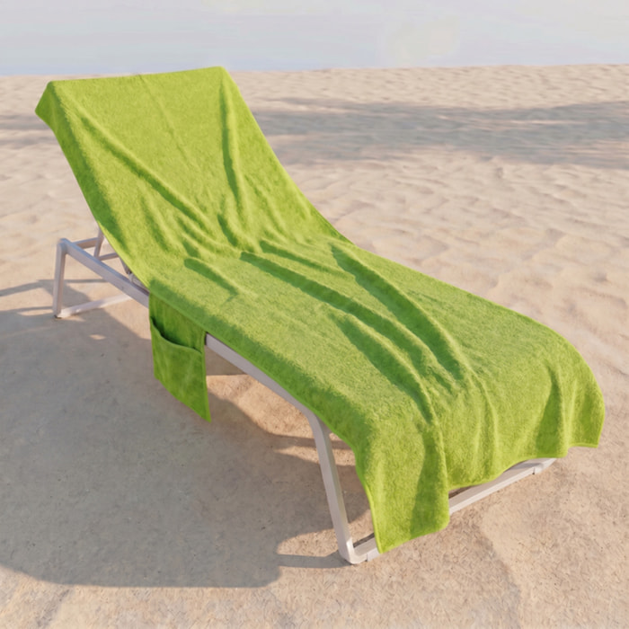 Telo mare grande in spugna 100% cotone 75x190 cm con tasche e bottoni, asciugamano lettino morbido e super assorbente, asciugatura rapida, fissaggio stabile, ideale per spiaggia piscina e spa, resistente e pratico per uso estivo