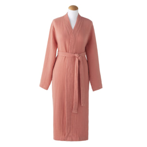 Peignoir uni en gaze de coton, BONHEUR, Rose