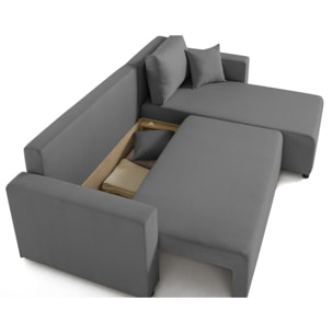 Regala - canapé d'angle réversible - 4 places - convertible avec coffre - en tissu - Gris