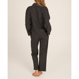Camiseta de pijama de mujer con bolsillo y estampado de cuadros