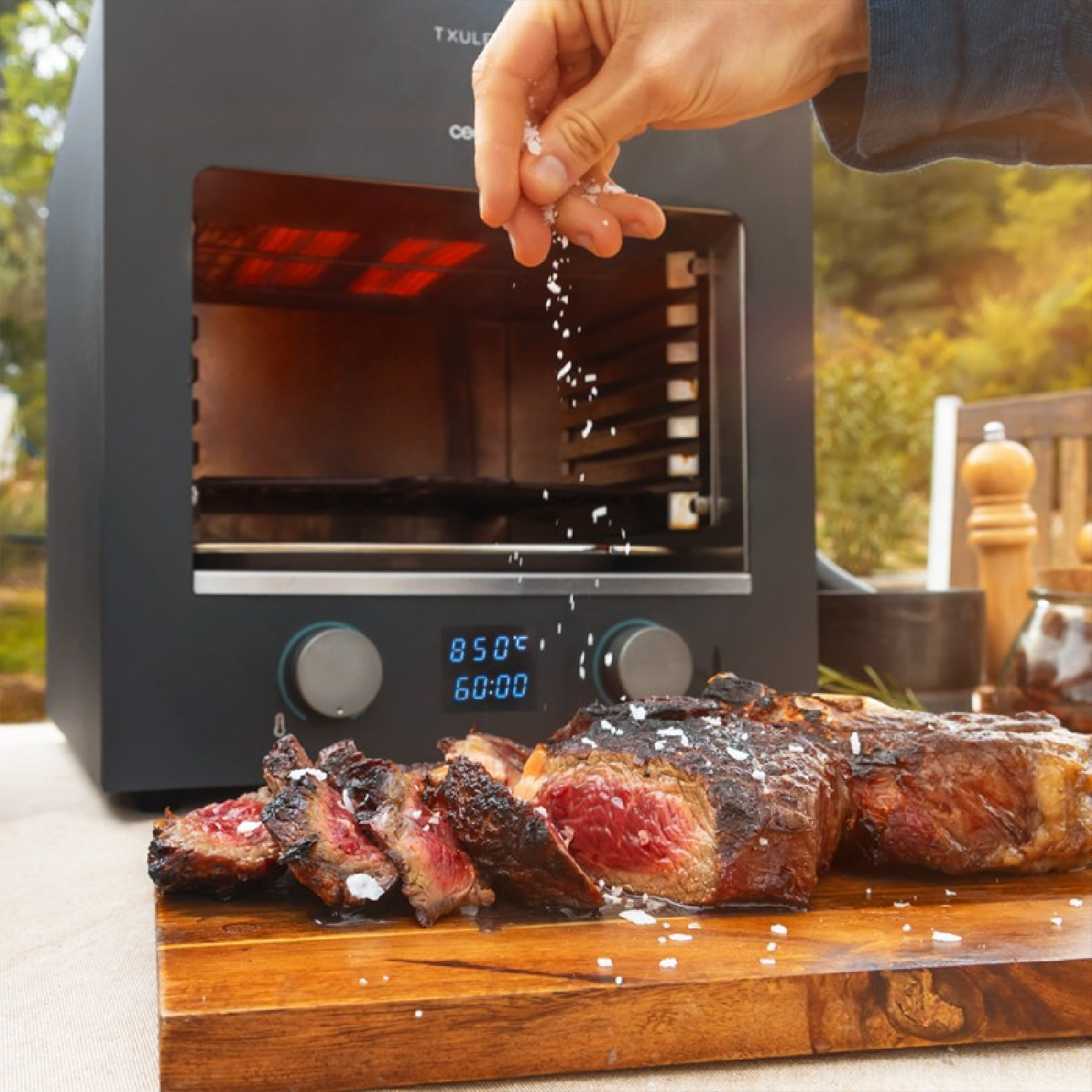 Horno para Asado Txuletaco 8000 Inferno. 2200W, Parrilla de Hierro Fundido, Pied