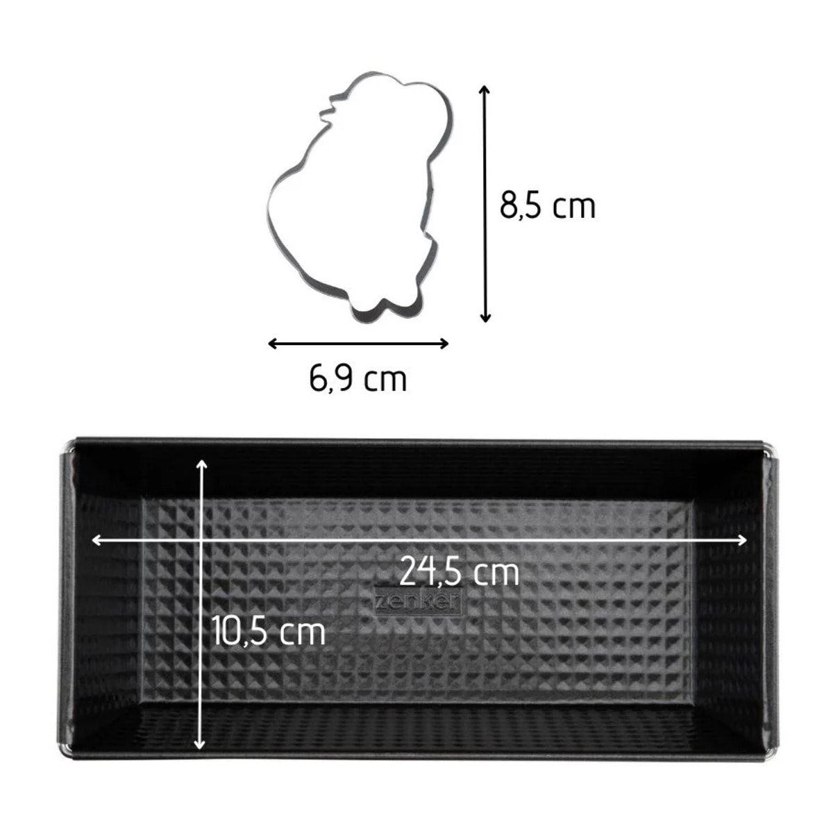 Set pâtisserie avec moule à cake 25 cm et emporte-pièce motif ourson, 2 bols à mixer et spatule Zenker