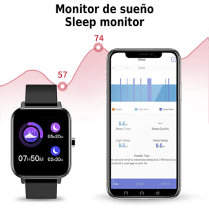 DAM Smartwatch H10 con monitor cardíaco, tensión y de O2 en sangre. 8 modos deportivos. 4x1,1x5 Cm. Color: Azul Marino