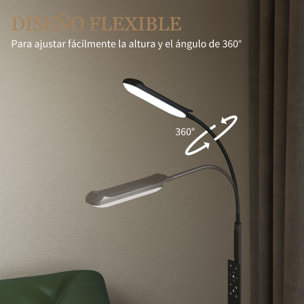 Lámpara de Pie LED Regulable Lámpara de Pie para Salón con Temperaturas de Color Ajuste Continuo Control Remoto y Táctil Temporizador de 60 Minutos Función Memoria Cuello Giratorio Negro