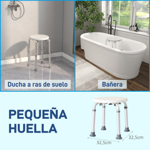 Taburete de Ducha Silla Ducha Personas Mayores Silla para Ducha de Aluminio con Altura Regulable Antideslizante Carga 136 kg para Ancianos y Discapacitados