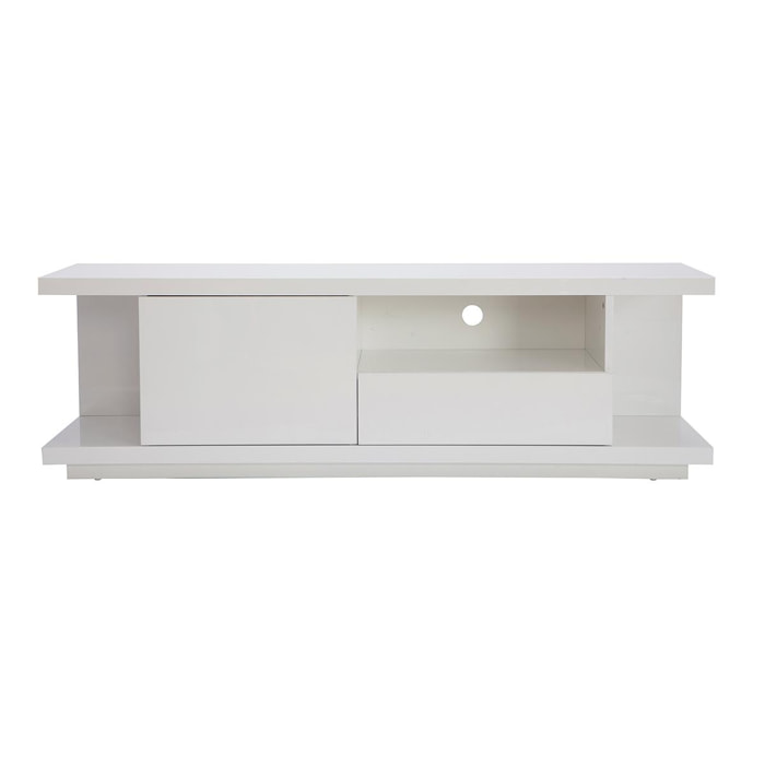 Meuble TV design blanc laqué brillant L150 cm KARY