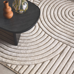 Tapis intérieur motif ethnique arches beige et crème ARCHIE