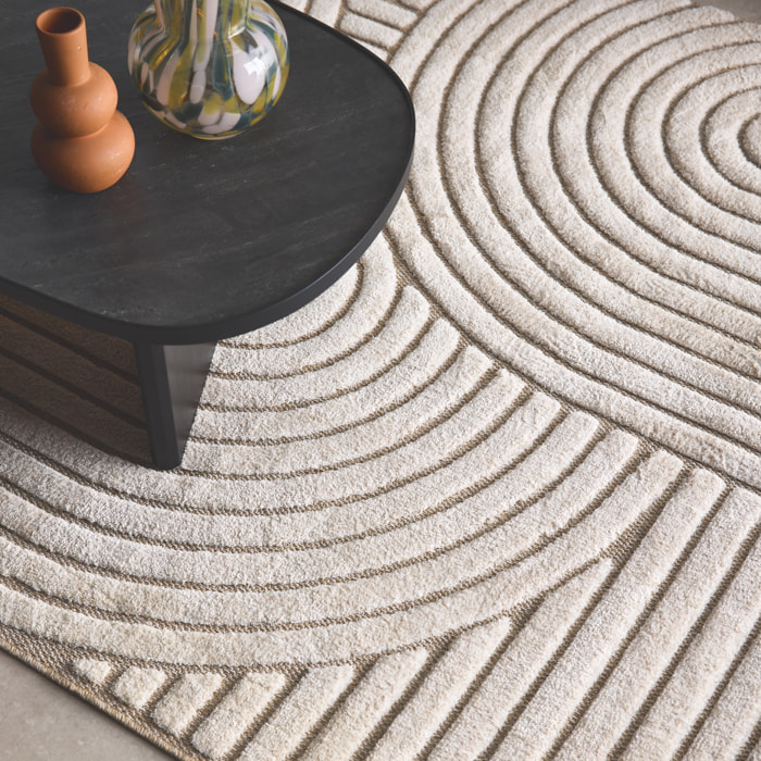 Tapis intérieur motif ethnique arches beige et crème ARCHIE