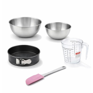 Set pâtisserie avec moule à manqué, 2 bols à mixer, verre mesureur et spatule Zenker
