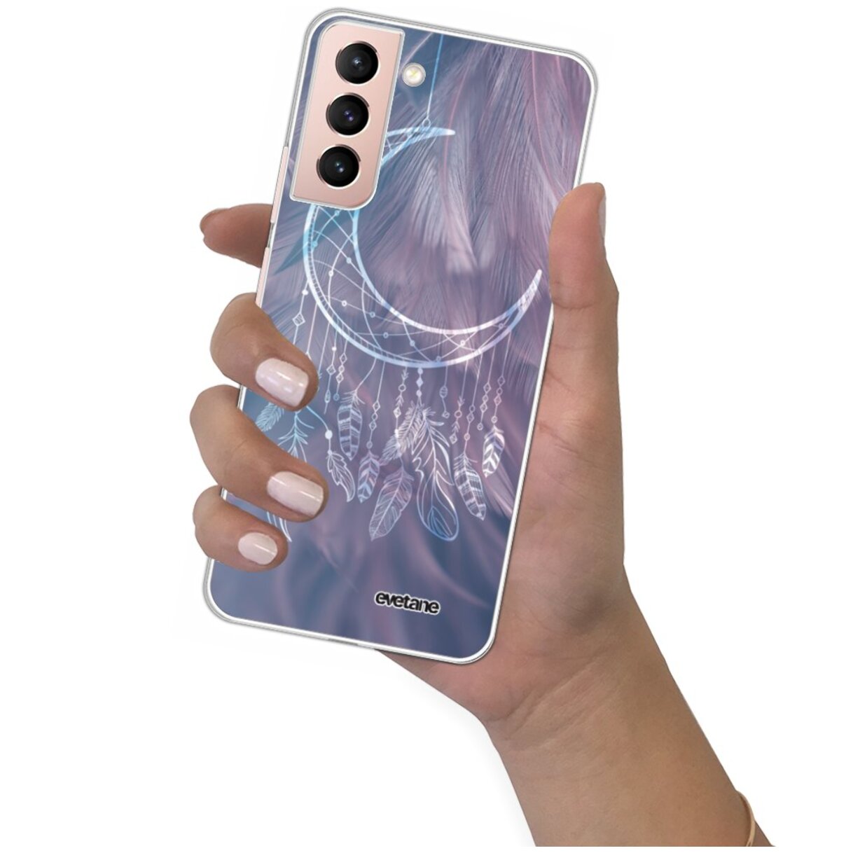 Coque Samsung Galaxy S21 Plus 5G 360 intégrale transparente Lune Attrape Rêve Tendance Evetane.