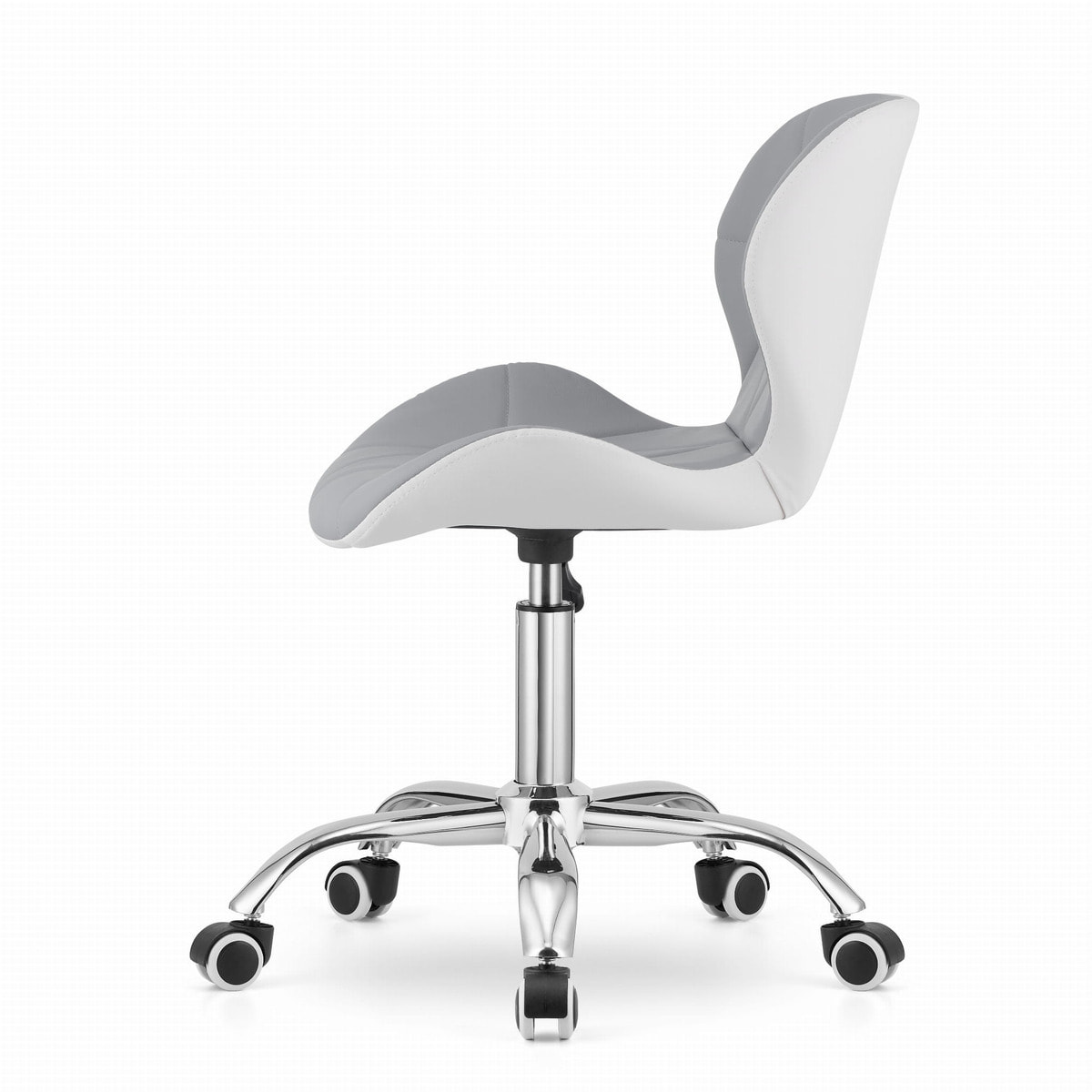 Sedia da ufficio rotante Avola in ecopelle grigio e bianco