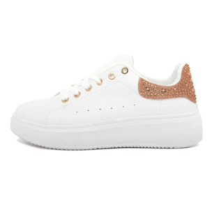 Sneakers Donna colore Champagne, altezza tacco 3,5 cm, altezza plateau 3 cm