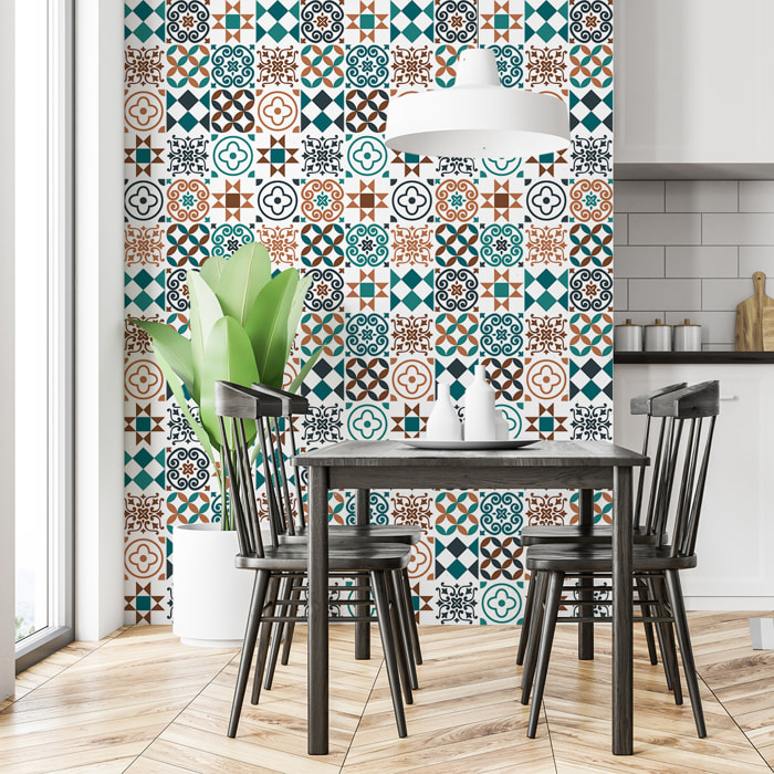 Stickers muraux - Sticker Mural Carrelage adhésif Cuisine Salle de Bain - 30 STICKERS CARRELAGES AZULEJOS LUCINA