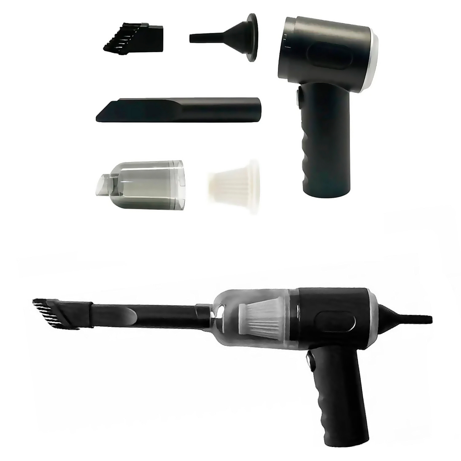 Aspirapolvere e soffiatore a mano 3 in 1. Con una potenza massima di 120W.