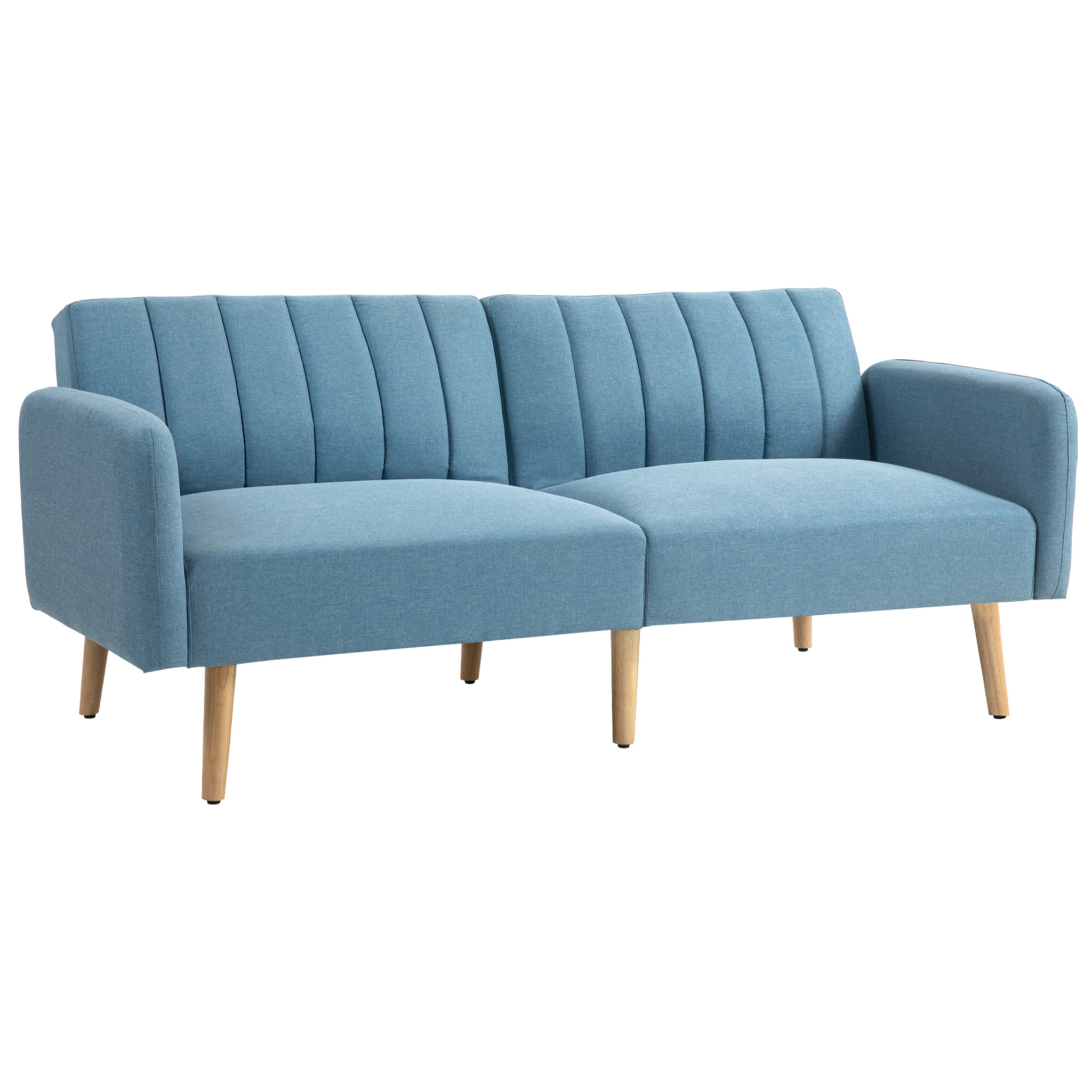 Sofá Cama de 2 Plazas Moderno Sofá Cama Plegable Tapizado en Lino Sintético con Respaldo Ajustable en 3 Niveles y Reposabrazos Desmontables para Salón Oficina 173x75x73 cm Azul Claro