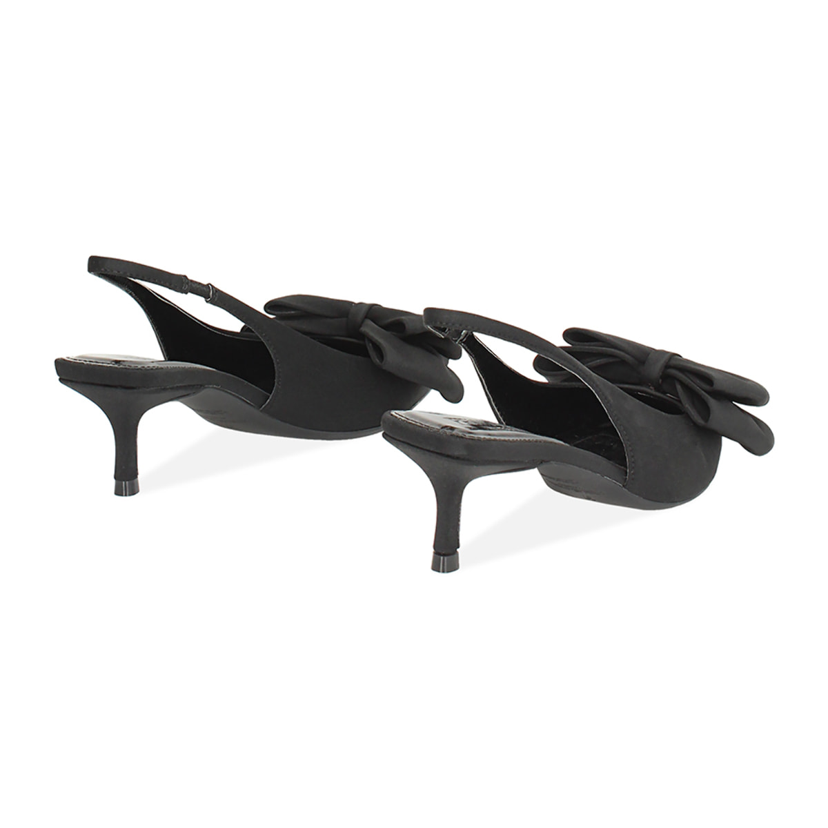 Décolleté slingback donna nere con fiocco, tacco 5,5 cm
