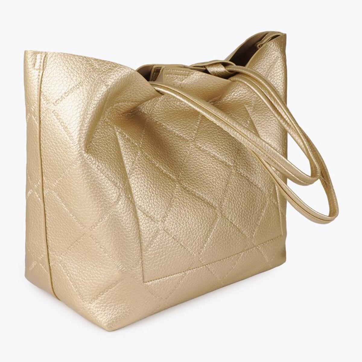 Shopper effetto pelle monogramma con logo ovale pendente