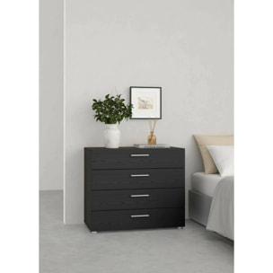 Cassettiera Arwen, Settimino multiuso, Comò camera da letto, Mobile con cassetti, 80x40 h68 cm, Nero