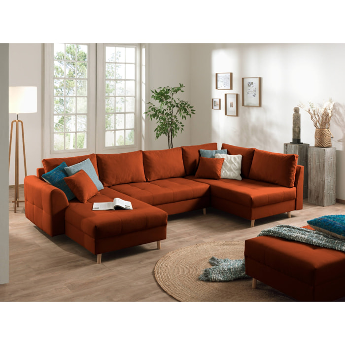 Rune - canapé panoramique - avec pouf d'appoint - 7 places - style scandinave - droit - Rouille