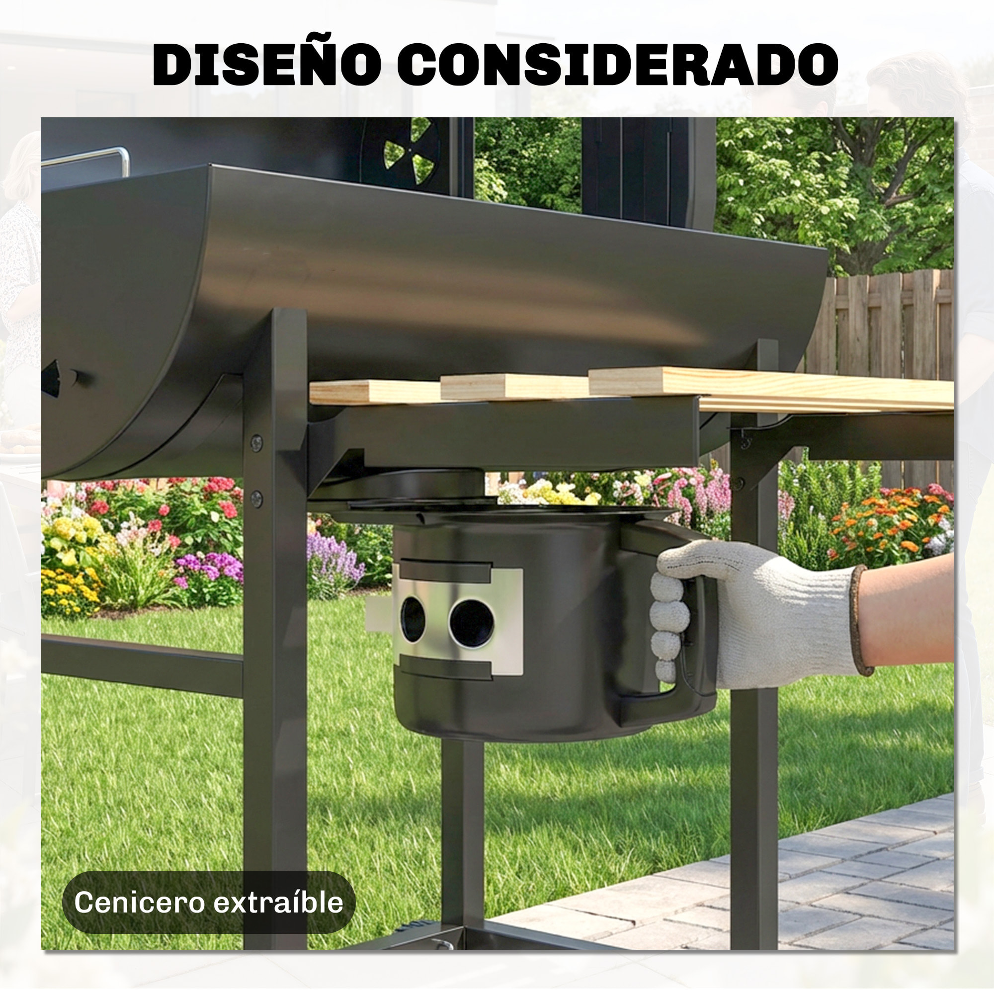 Barbacoa de Carbón Portátil, Barbacoa Carbón Barril Móvil con Asador Eléctrico, Estantes Plegables, Rejilla de Calentamiento, Termómetro, Ventilaciones Ajustables, Recoge Cenizas, Ruedas, Asa
