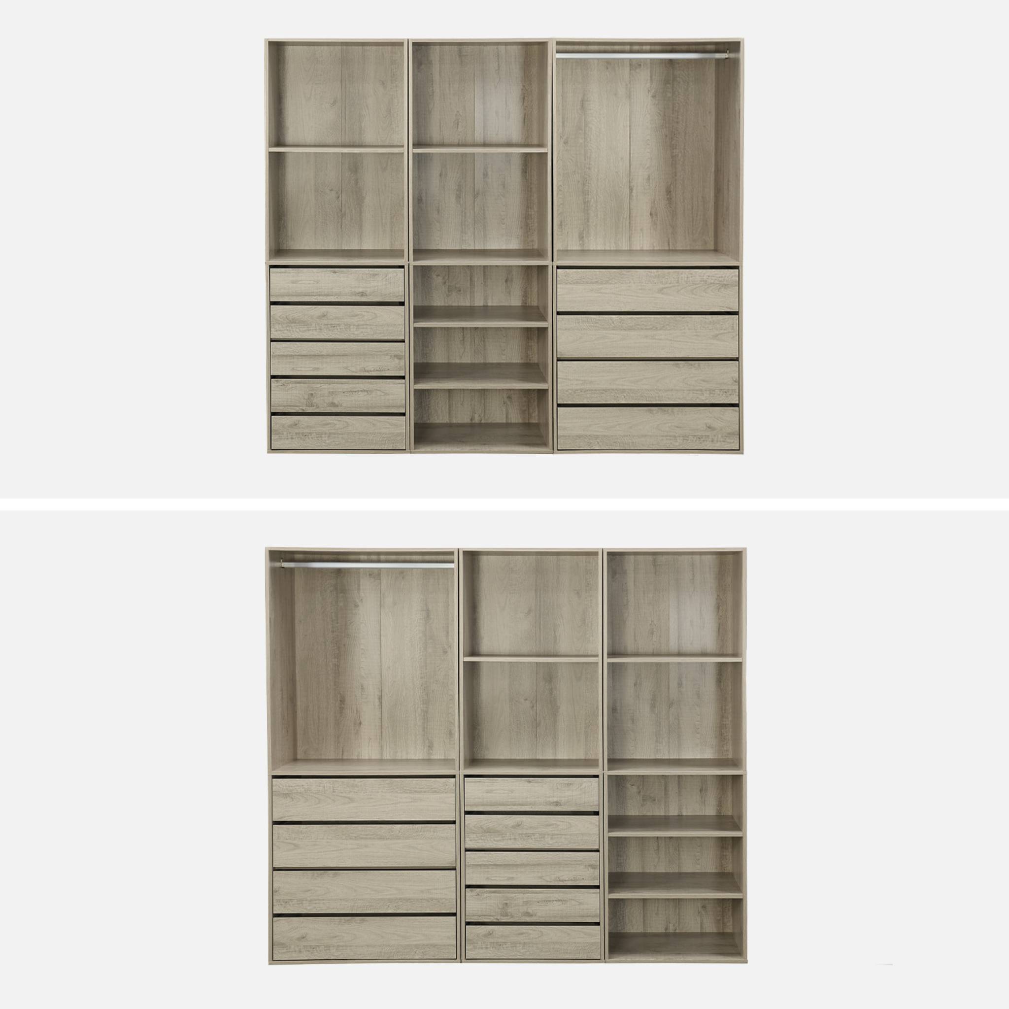 Kit dressing modulable 3 éléments MODULO. naturel. 200 x 45 x 180 cm