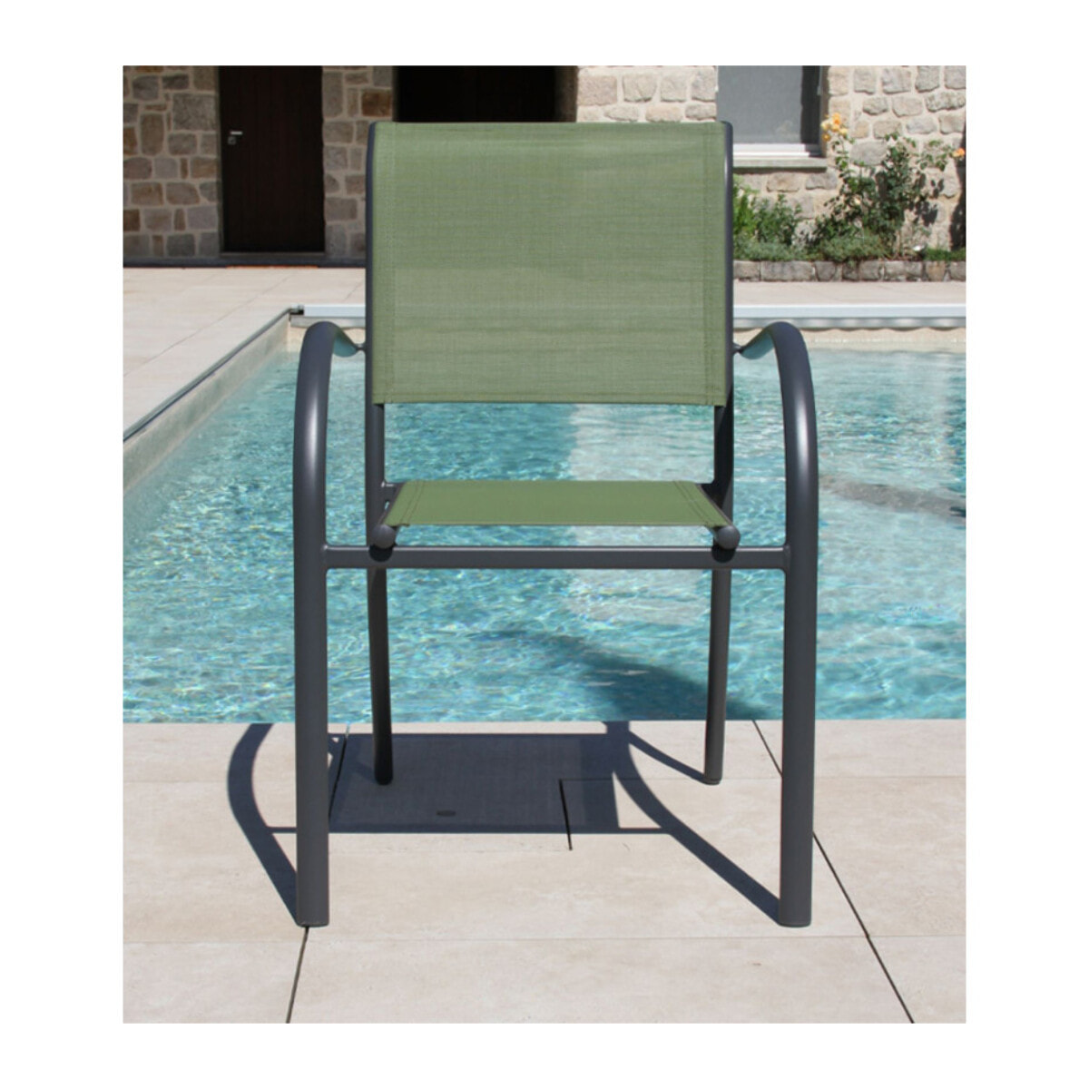 Ensemble table et chaises de jardin  - Gris Anthracite et Vert sauge - HONFLEUR BEZIERS