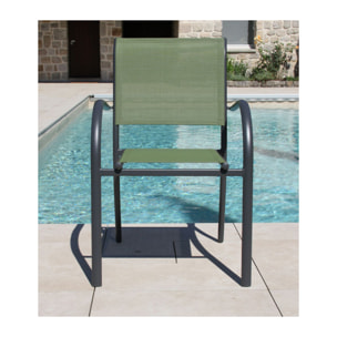 Ensemble table et chaises de jardin  - Gris Anthracite et Vert sauge - HONFLEUR BEZIERS