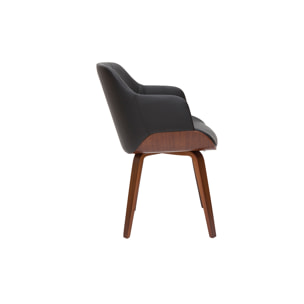 Chaise design noir et bois foncé LUCIEN