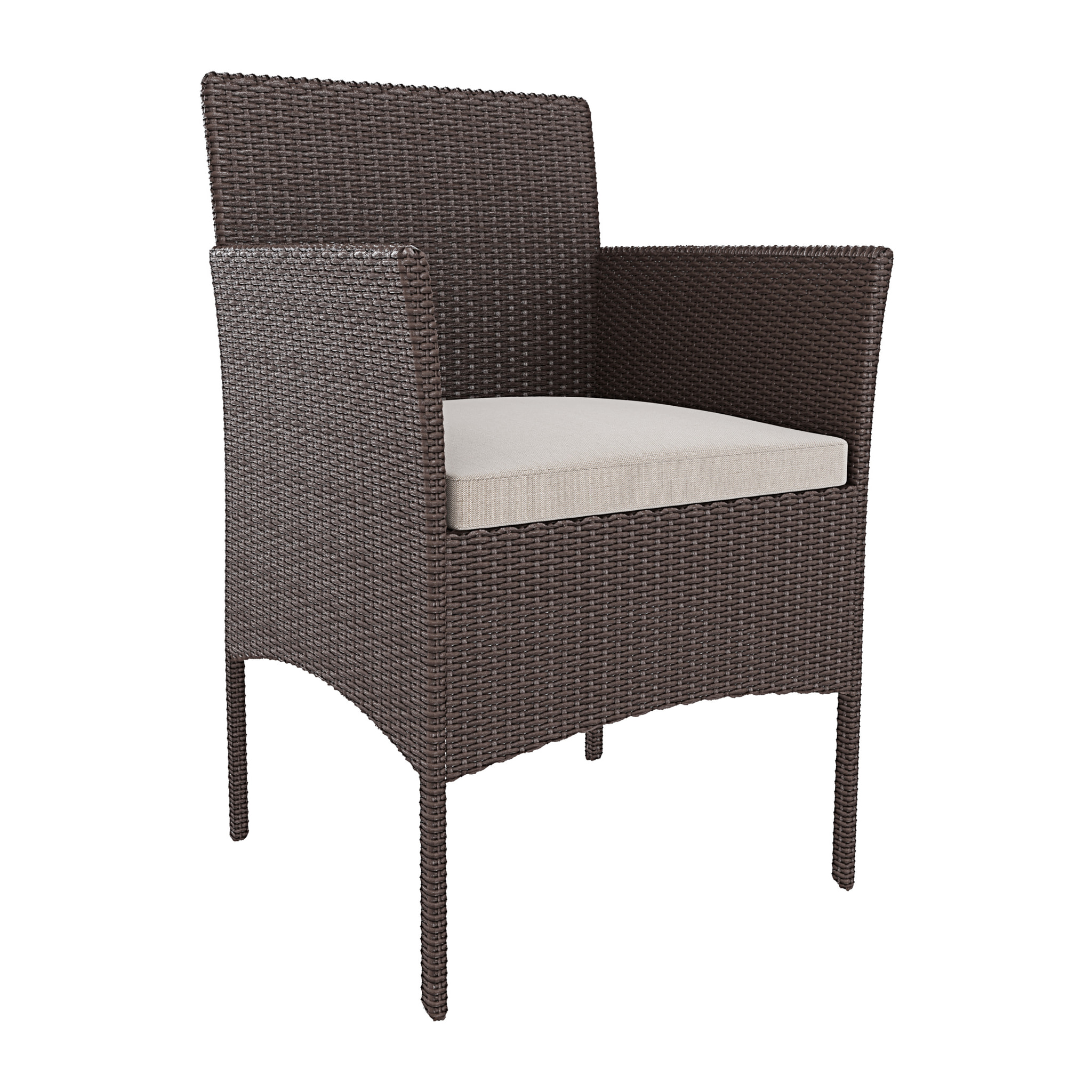 Set Di Mobili da Giardino Salotto Salottino in Rattan 4 Posti con Tavolino Ripiano In Vetro 2 Poltrone Divano 2 Posti Giardino Esterno Cuscini Marrone