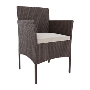 Set Di Mobili da Giardino Salotto Salottino in Rattan 4 Posti con Tavolino Ripiano In Vetro 2 Poltrone Divano 2 Posti Giardino Esterno Cuscini Marrone