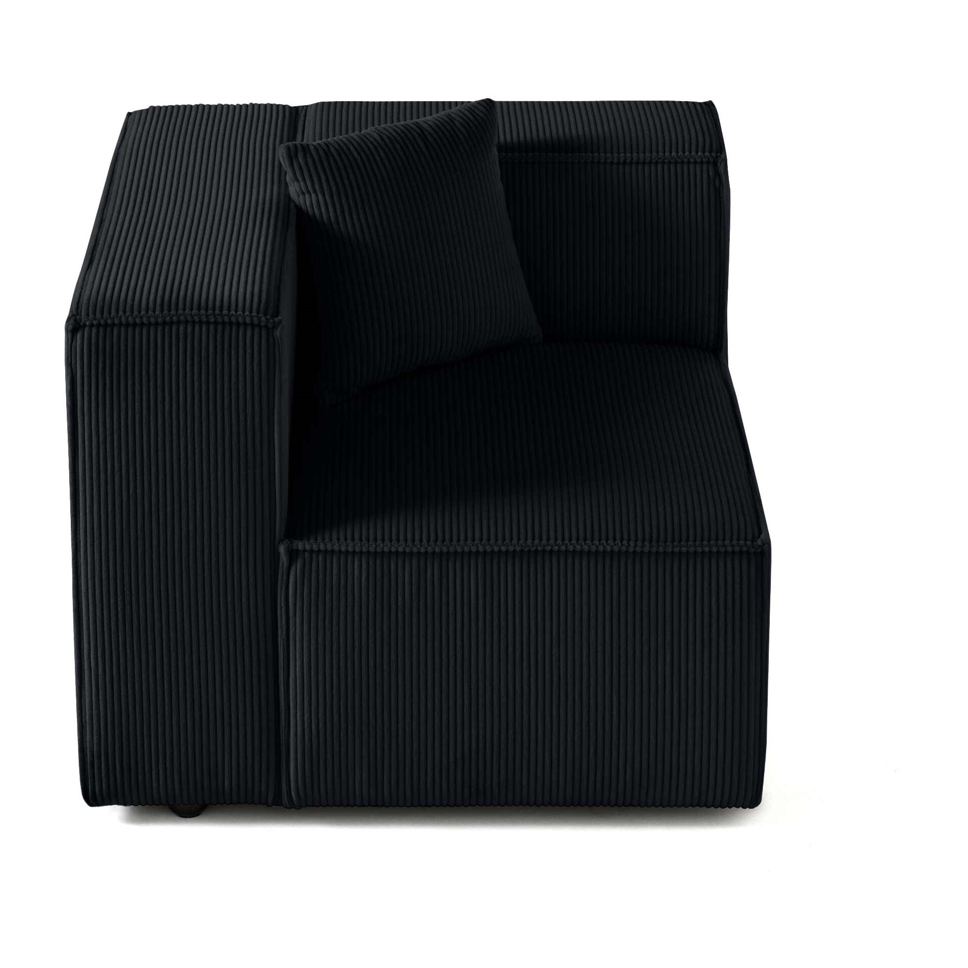 Arty - module d'assise gauche - en velours côtelé - Noir