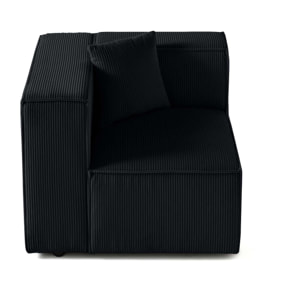 Arty - module d'assise gauche - en velours côtelé - Noir