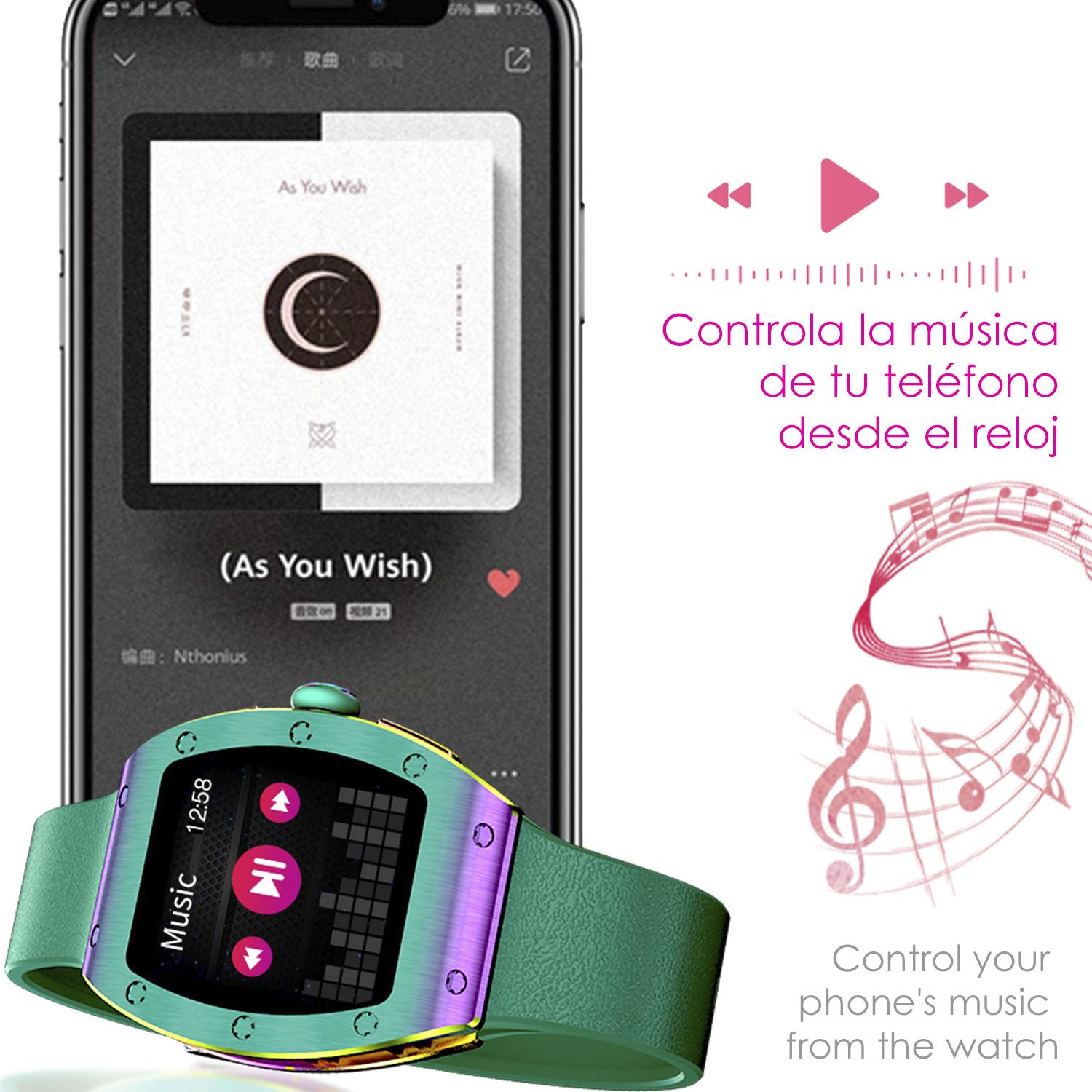 DAM Smartwatch M7, especial muñecas finas, con monitor de tensión, oxígeno en sangre y cardíaco; 8 modos multideportivos. Notificaciones de Apps. 3,95x1,05x4,4 Cm. Color: Oro