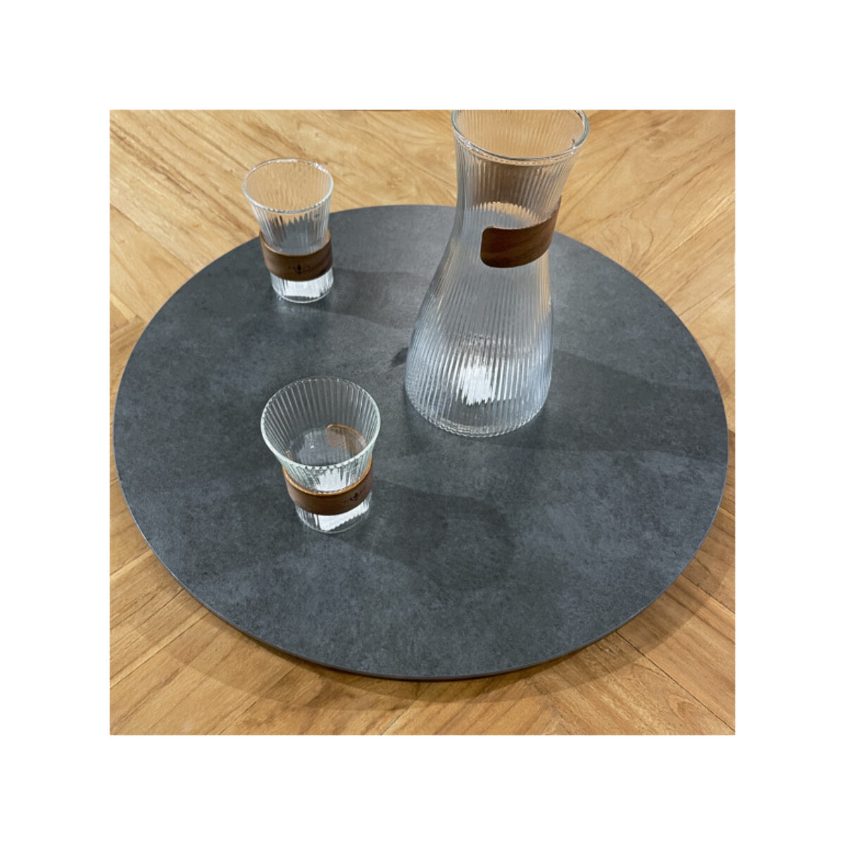 Plateau rotatif tournant 360° D. 55 cm céramique gris anthracite - LAZY