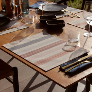 Set de table rayé plastique - Brique