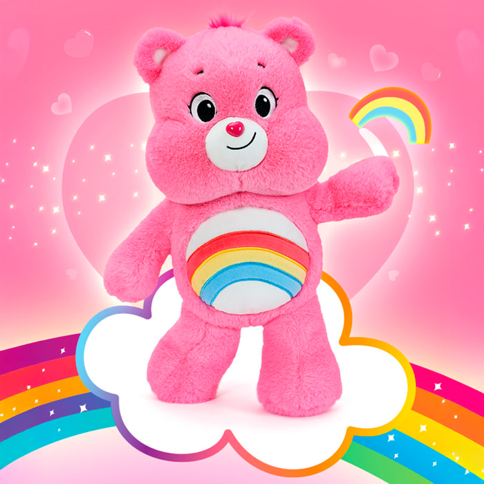 Peluche extra morbido e soffice Serie Orsetti del Cuore. Design orsetto rosa felice. 45 cm.