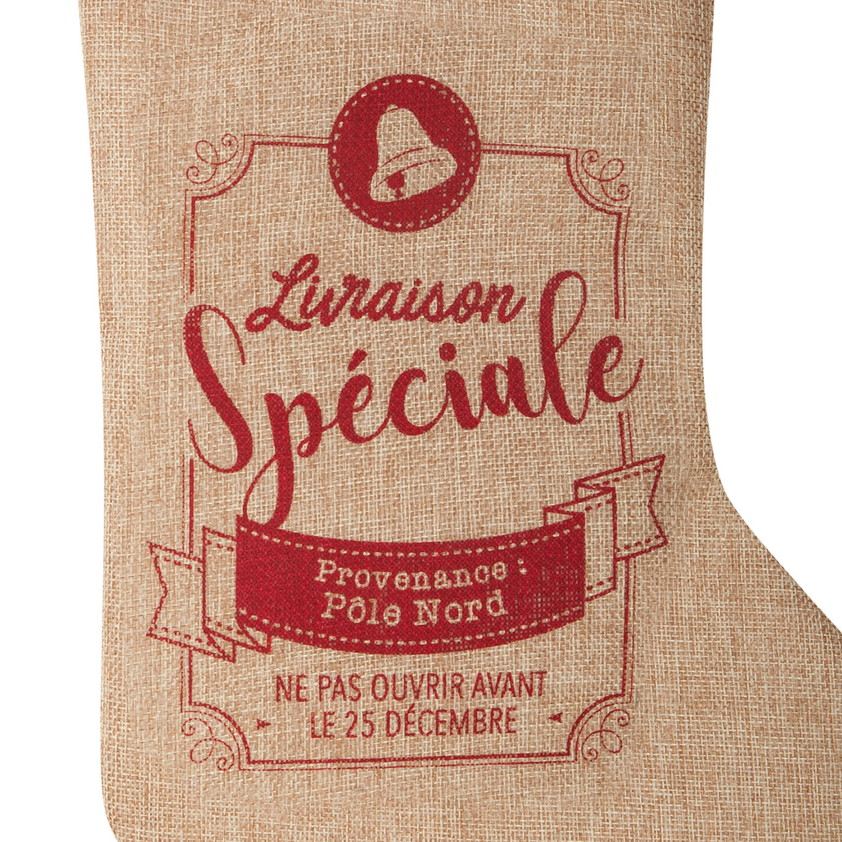 Botte de Noël à suspendre - Naturel
