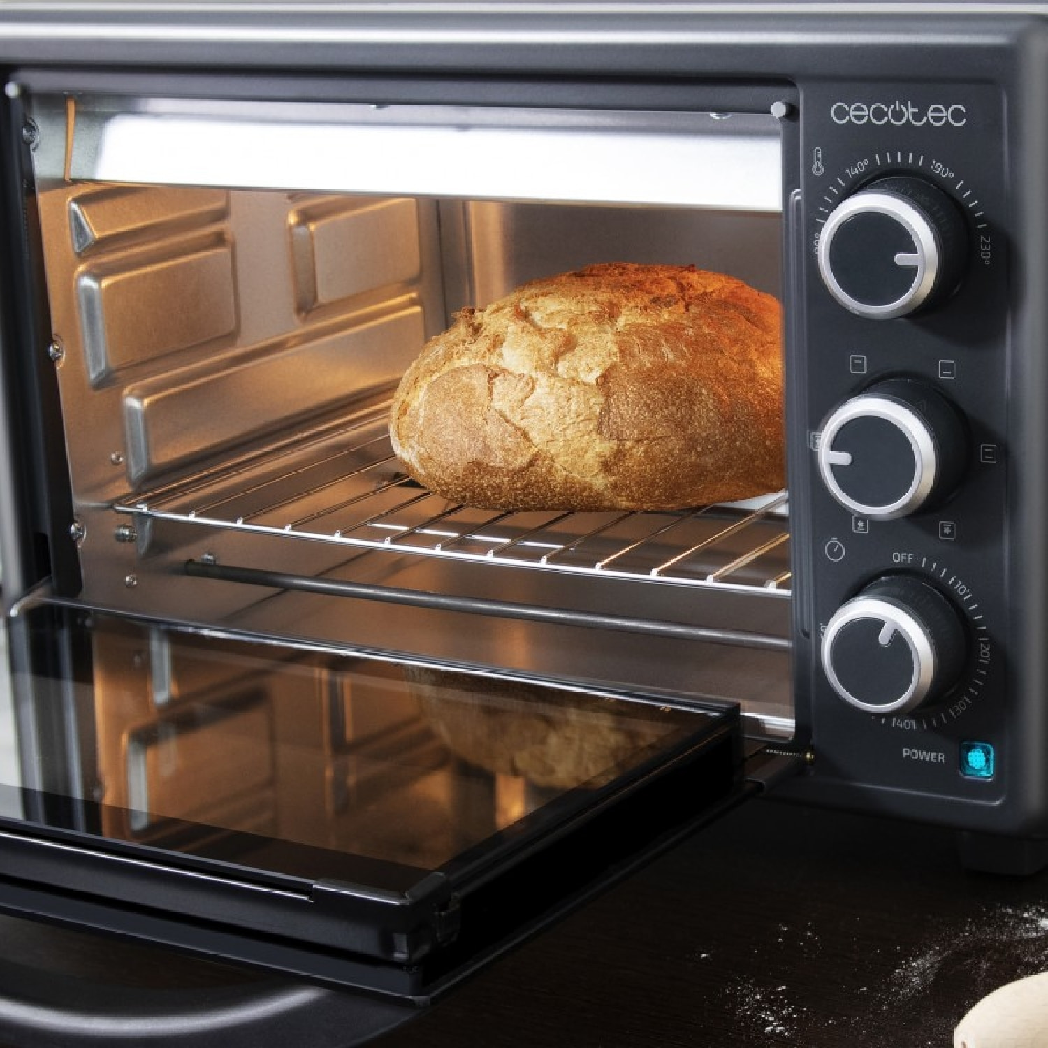 Horno de sobremesa Bake&Toast 2600 Black 4Pizza, 26 L, 1500 W, Incluye piedra Pi