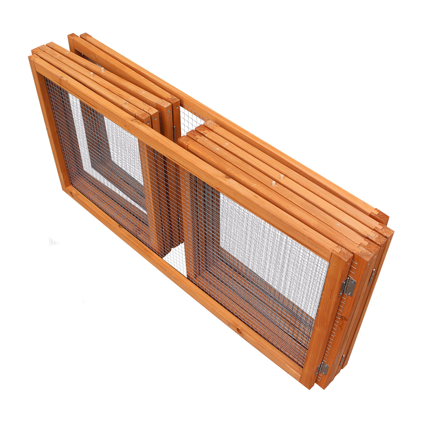 Clapier cage à lapins extérieur intérieur pliable 2 portes supérieures 181L x 100l x 48H cm bois massif pin