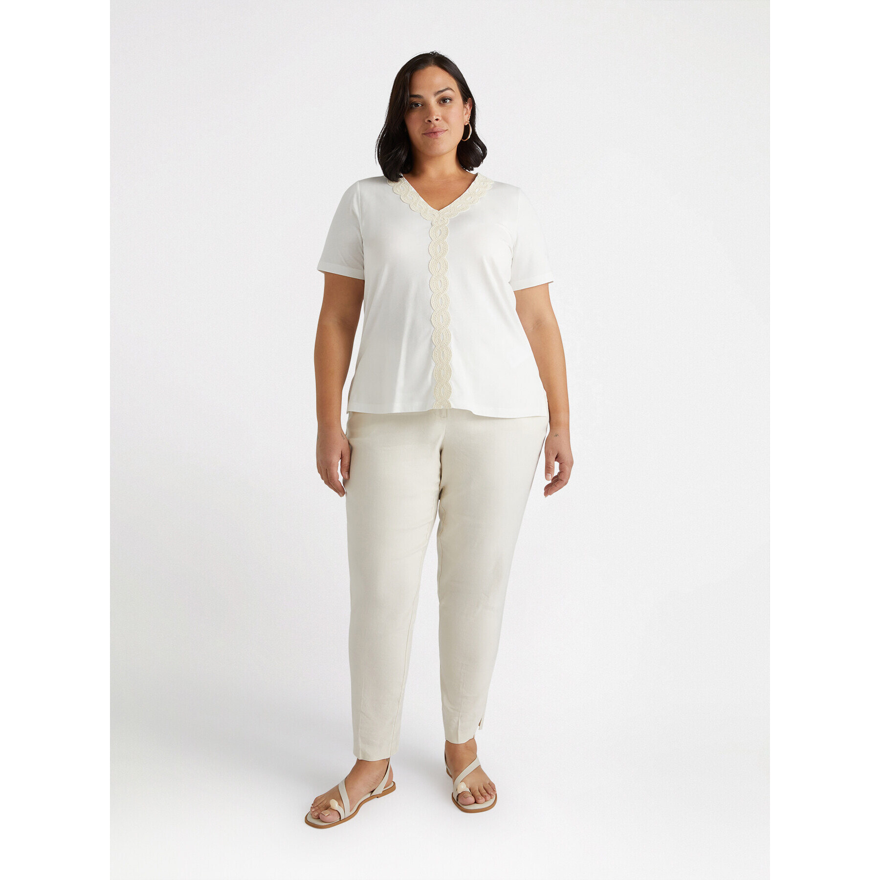 Fiorella Rubino - T-shirt con bordo applicato - Bianco