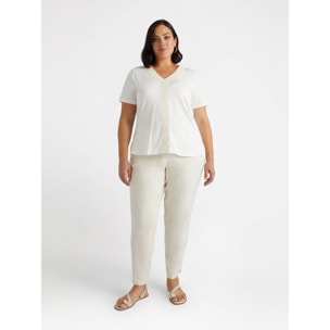 Fiorella Rubino - T-shirt con bordo applicato - Bianco