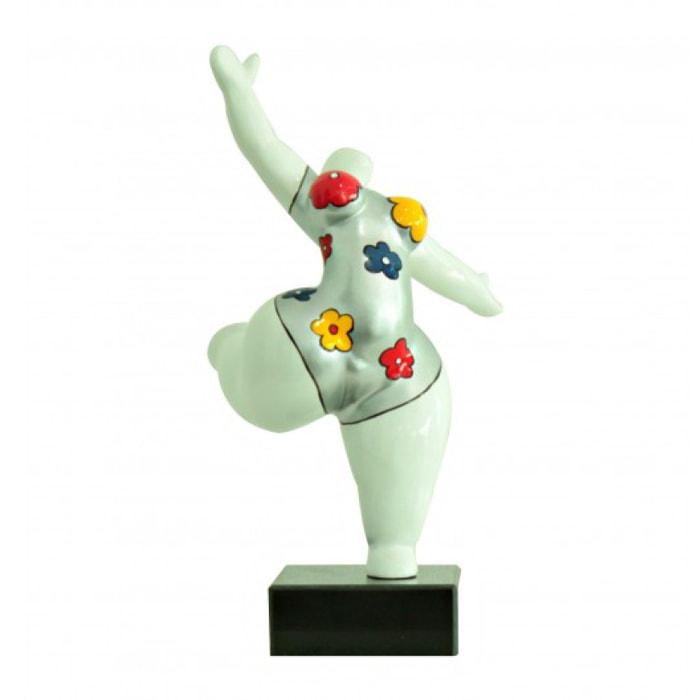 Statuette femme ronde danse en résine blanc H33cm - BALERINA 09