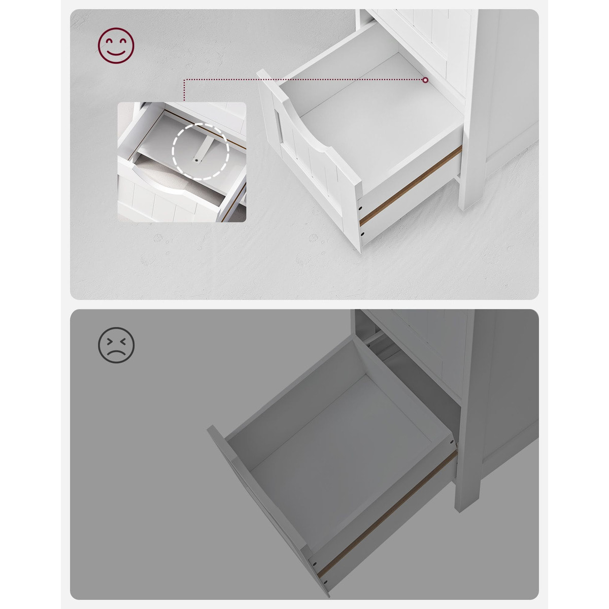 Mobiletto da Bagno Salvaspazio con 4 Cassetti in Legno Bianco