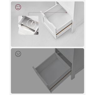 Mobiletto da Bagno Salvaspazio con 4 Cassetti in Legno Bianco